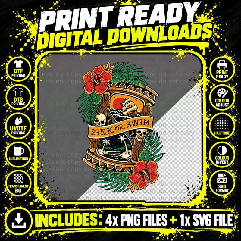 American Traditional Tattoo Old School Flash Skull Png SVG Digital Bundle