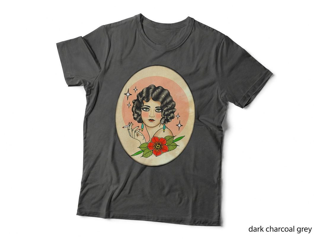 American Traditional Tattoo Smoking Lady Old School T-Shirt