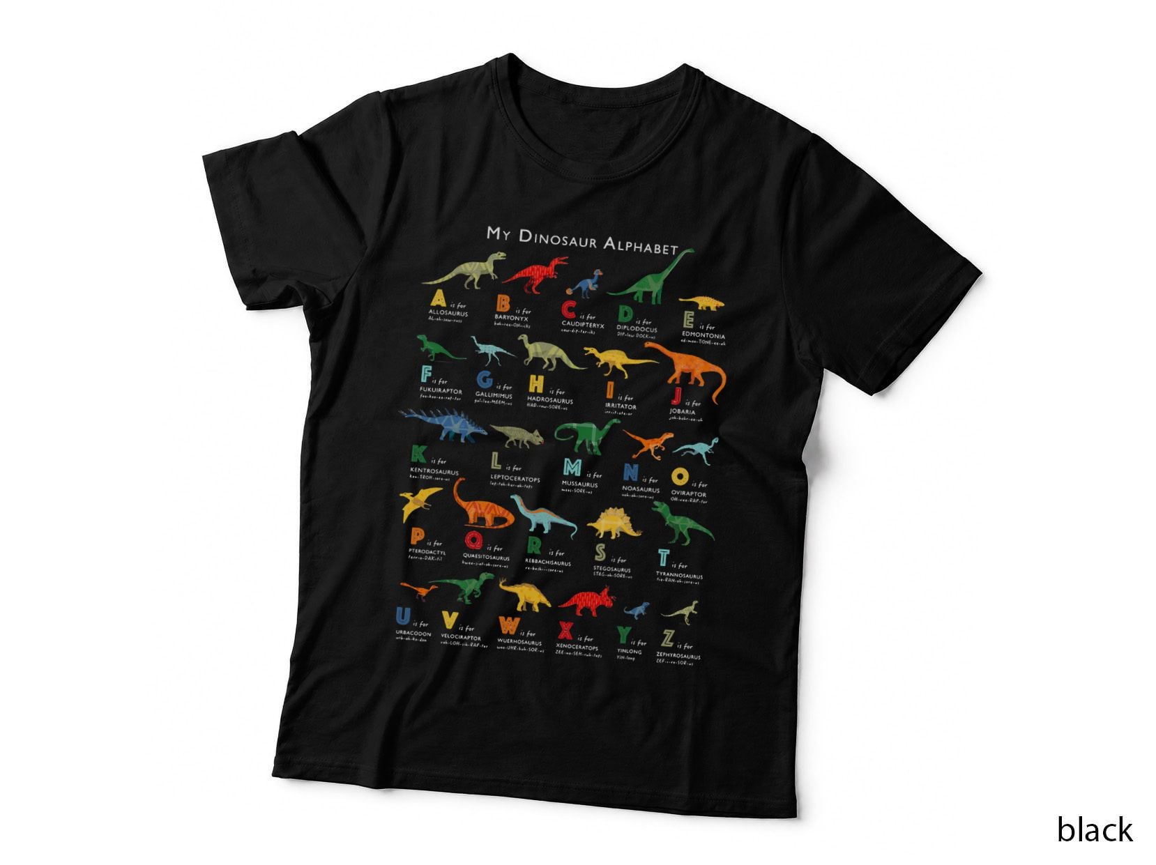 Back to School Types of Dinosaurs Alphabet Identification T-Shirt