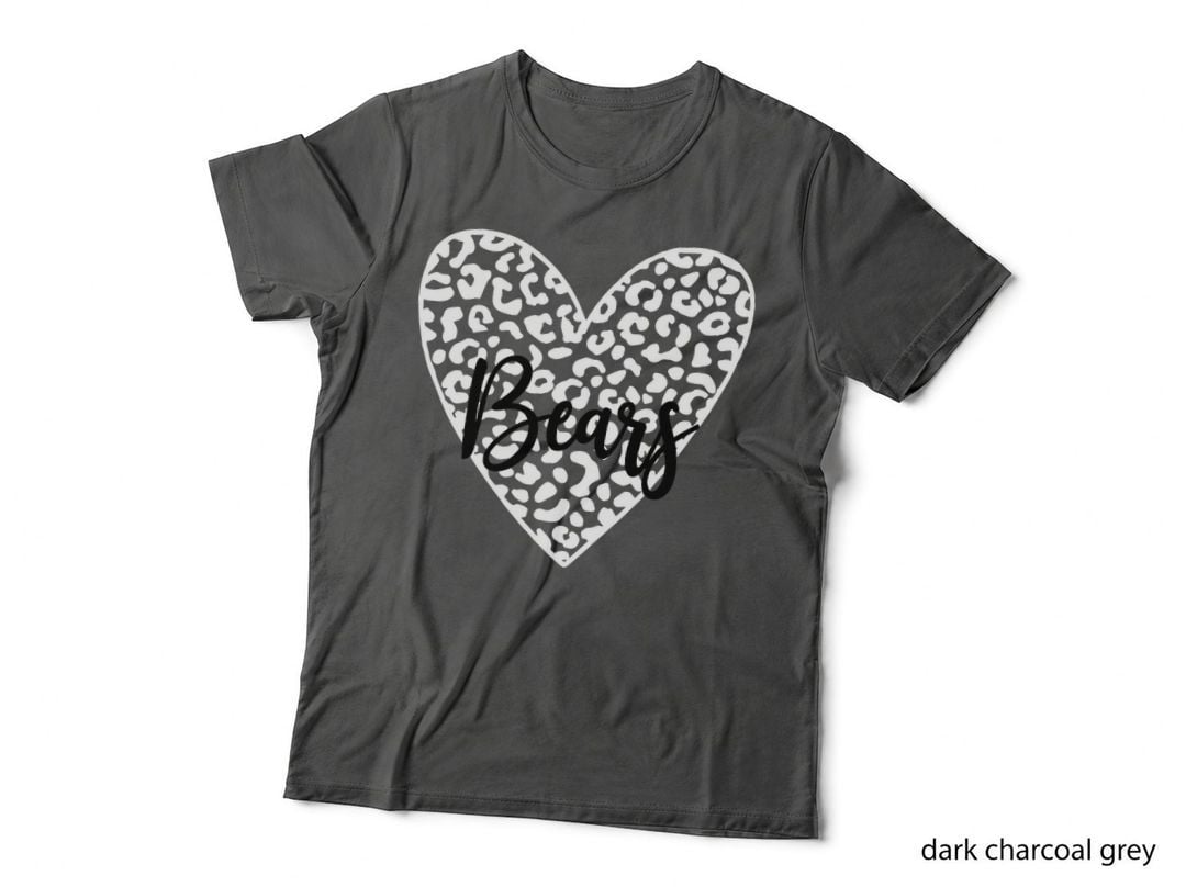 Bears School Spirit Mascot Leopard Heart Game Day T-Shirt