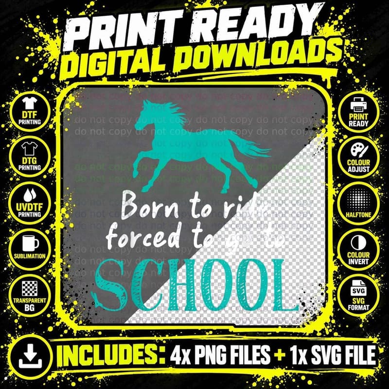 Born Ride Horses Forced to Go to School for Women Girl Png SVG Digital Bundle