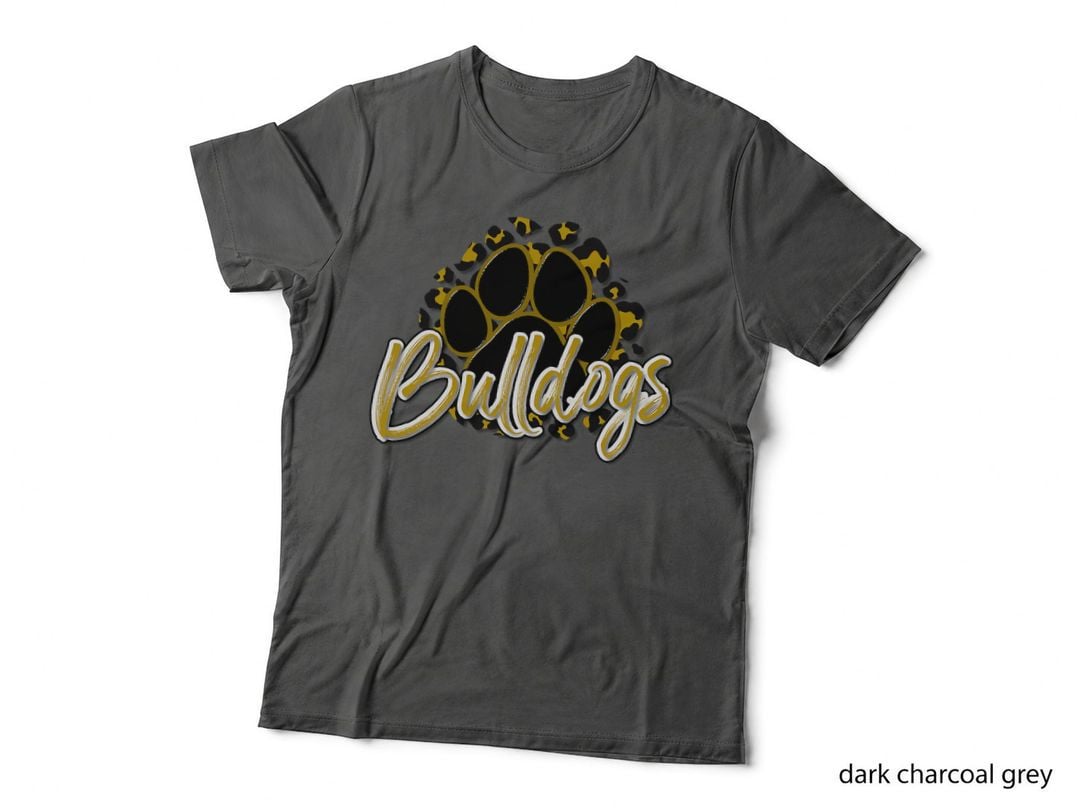 Bulldogs Gold Black Cheetah School Sports Fan Team Spirit T-Shirt