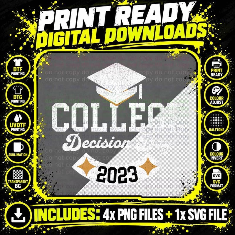 College Decision Day College Reveal Party Acceptance Png SVG Digital Bundle