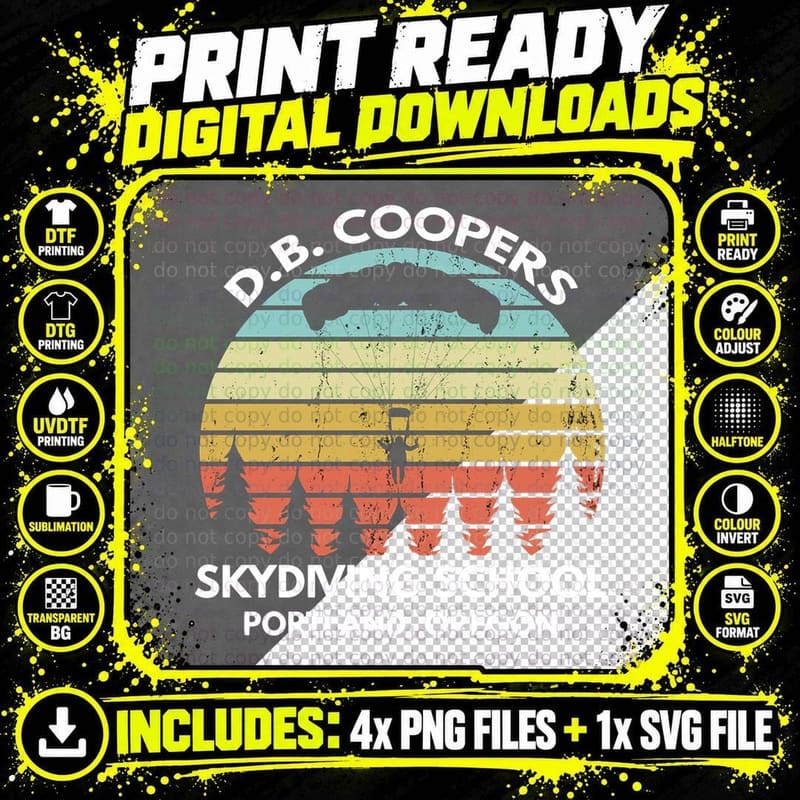 D. B. Coopers Skydiving School Portland Png SVG Digital Bundle
