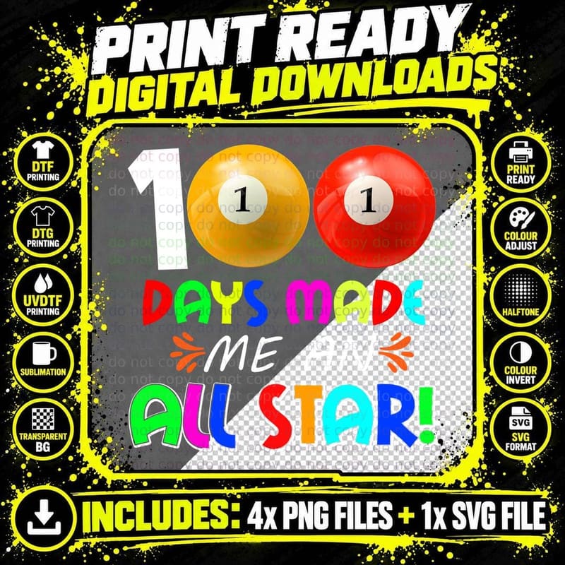 Days of School Made Me an All Star Shirt, Colorful Png SVG Digital Bundle