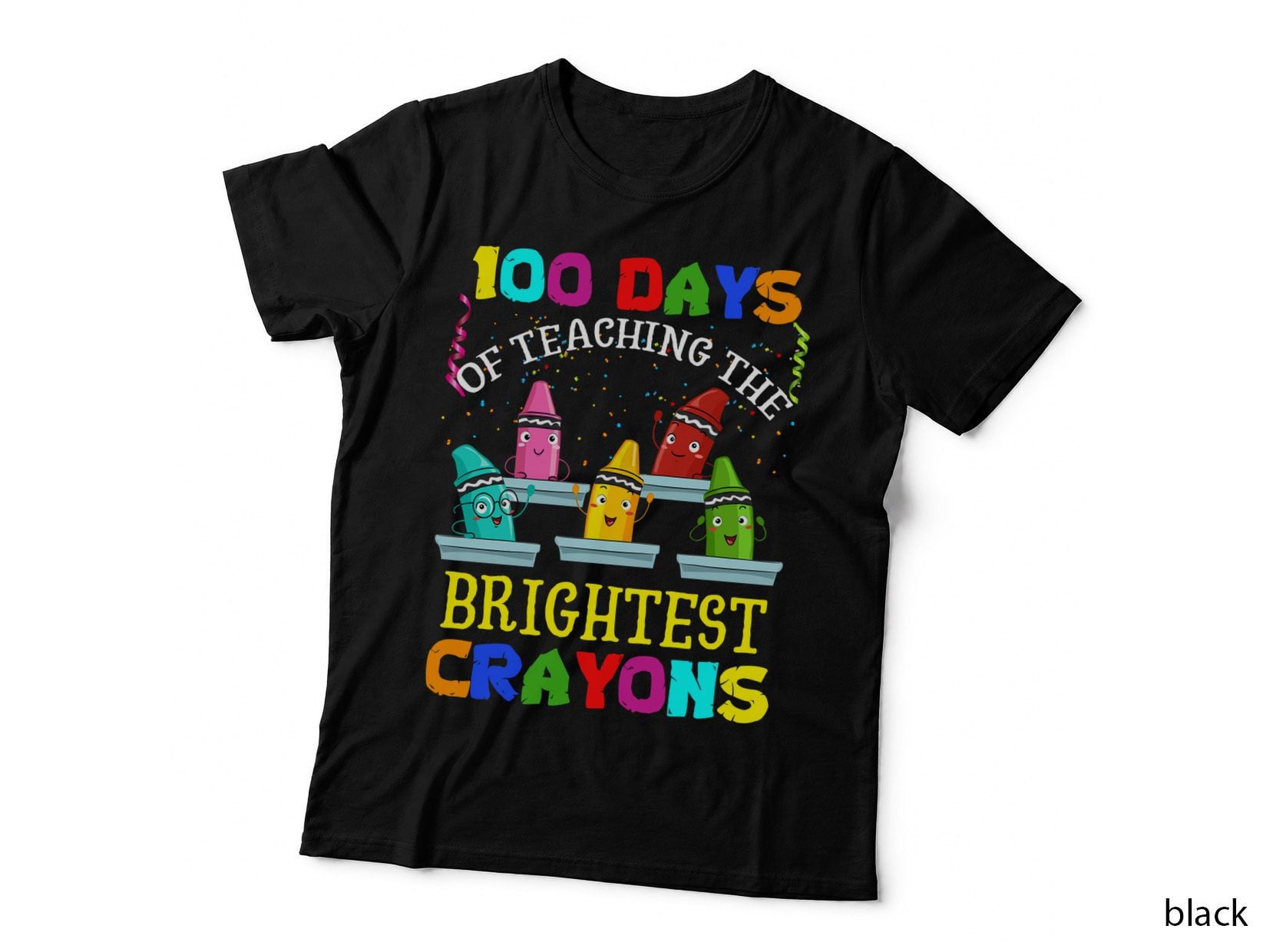 Days of Teaching the Brightest Crayons Shirt, Bold Print, Kids Tee, Gift T-Shirt