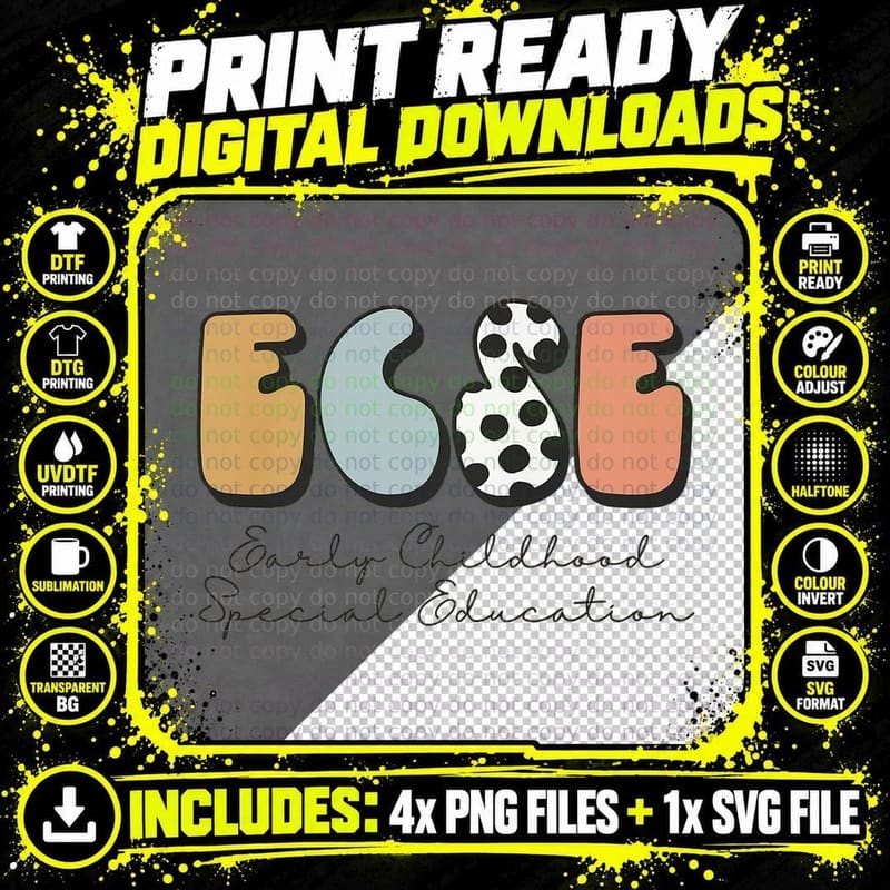 Ecse Early Childhood Special Education Back to School Png SVG Digital Bundle