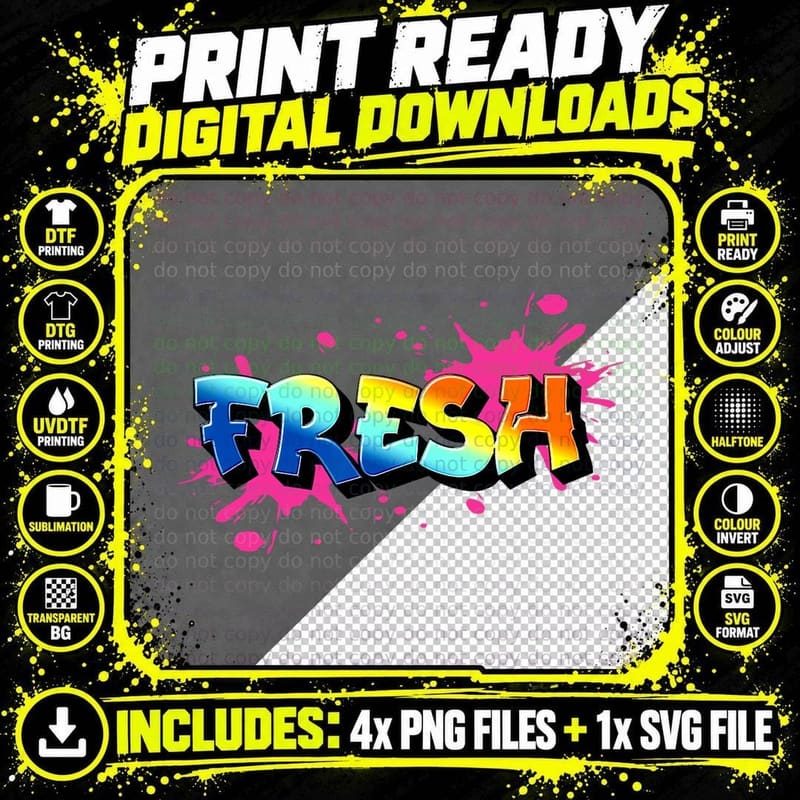 Fresh Old School Graffiti T-Shirt, Colorful Street Art Png SVG Digital Bundle