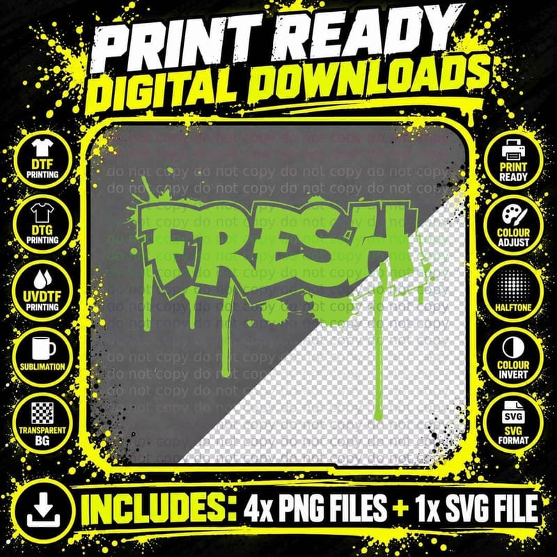 Fresh Old School Graffiti T-Shirt, Vintage Street Art Png SVG Digital Bundle