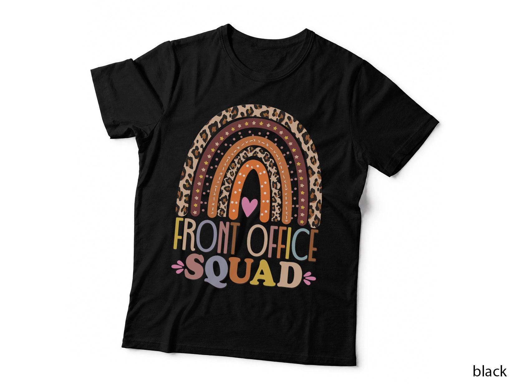 Front Office Squad Leopard Rainbow Back to School Matching T-Shirt