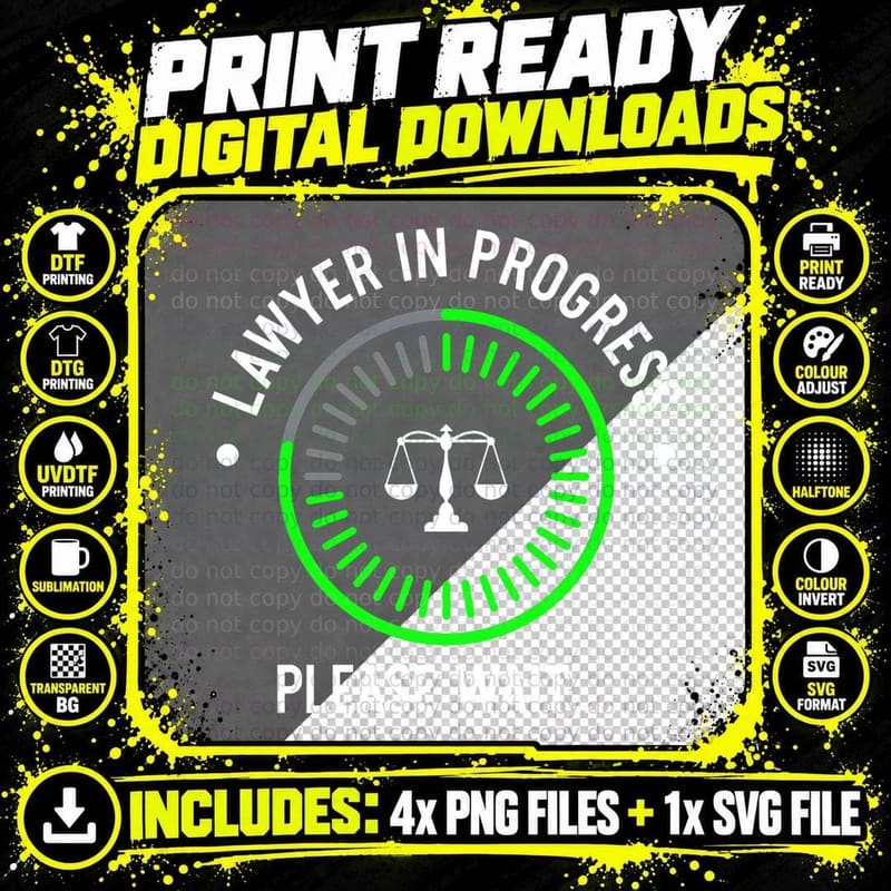 Funny Lawyer in Progress Gift Hoodie Law School Apparel Png SVG Digital Bundle