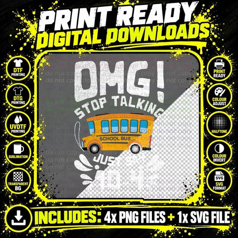 Funny Stop Talking to the Bus-Driver School Bus Design Png SVG Digital Bundle