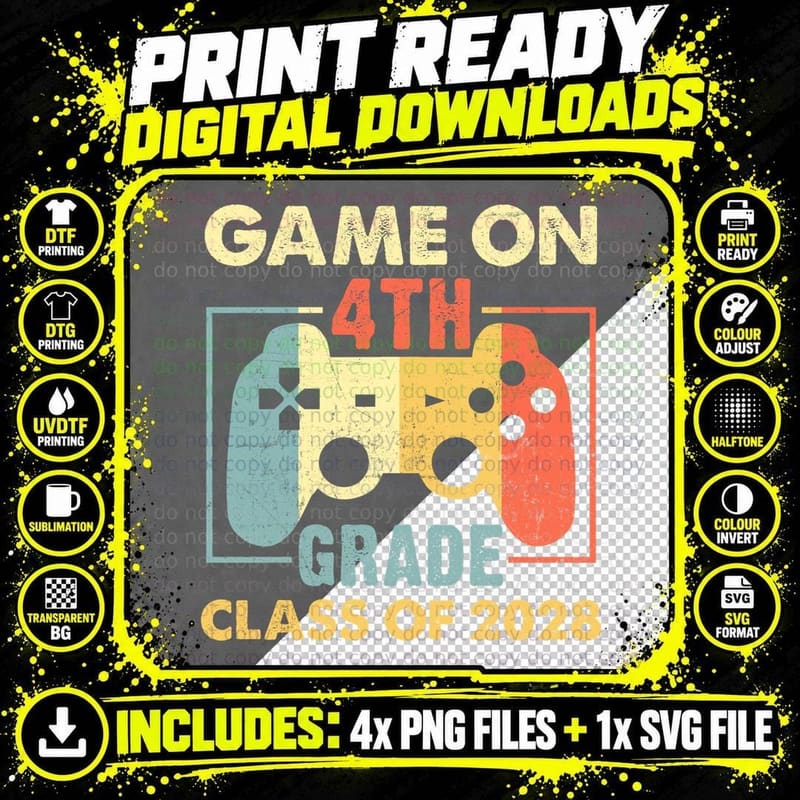 Game on Th Grade Shirt, Positive Message, Celebration Png SVG Digital Bundle