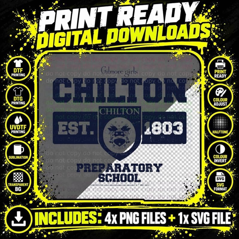 Gilmore Girls Chilton Preparatory School Est. 1803 Png SVG Digital Bundle