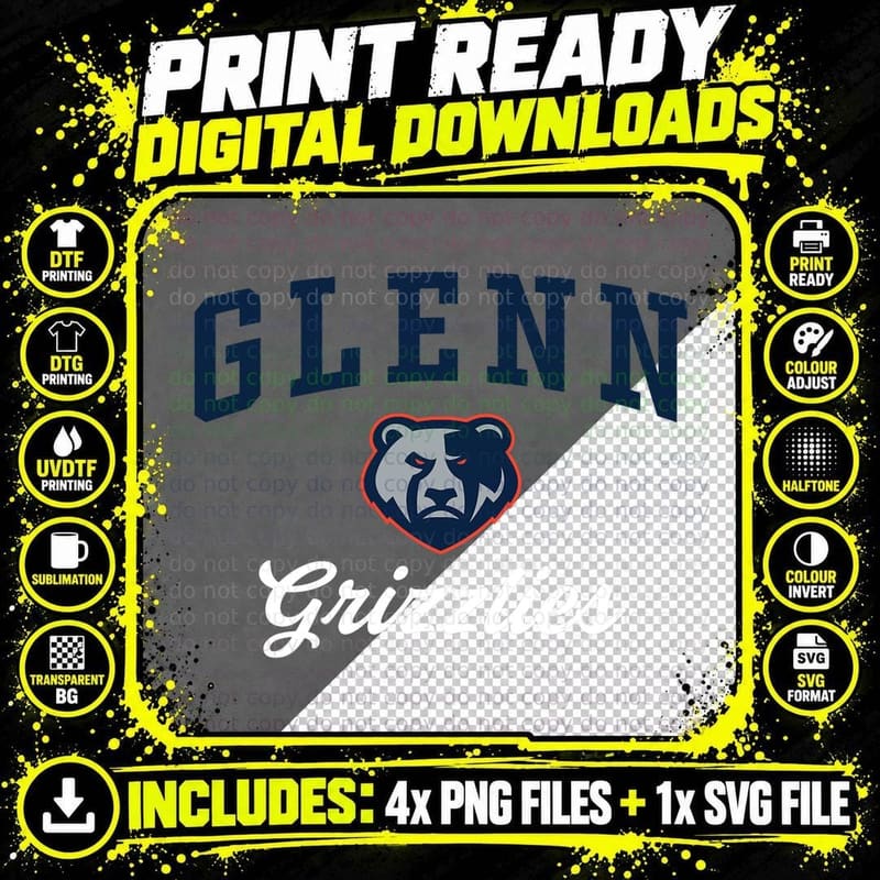 Glenn High School Grizzlies C3 T-Shirt Png SVG Digital Bundle