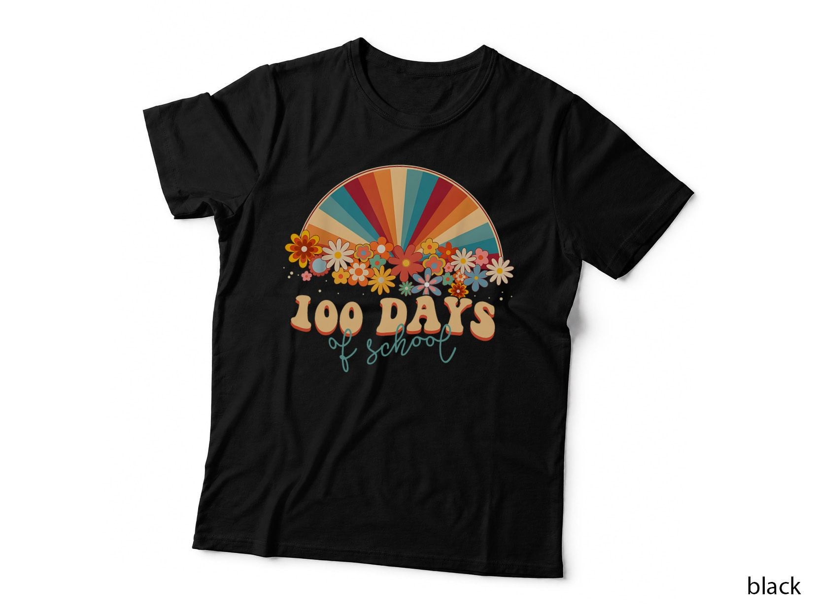 Groovy 100th Day of School Rainbow 100 Days Women Boys Girls T-Shirt
