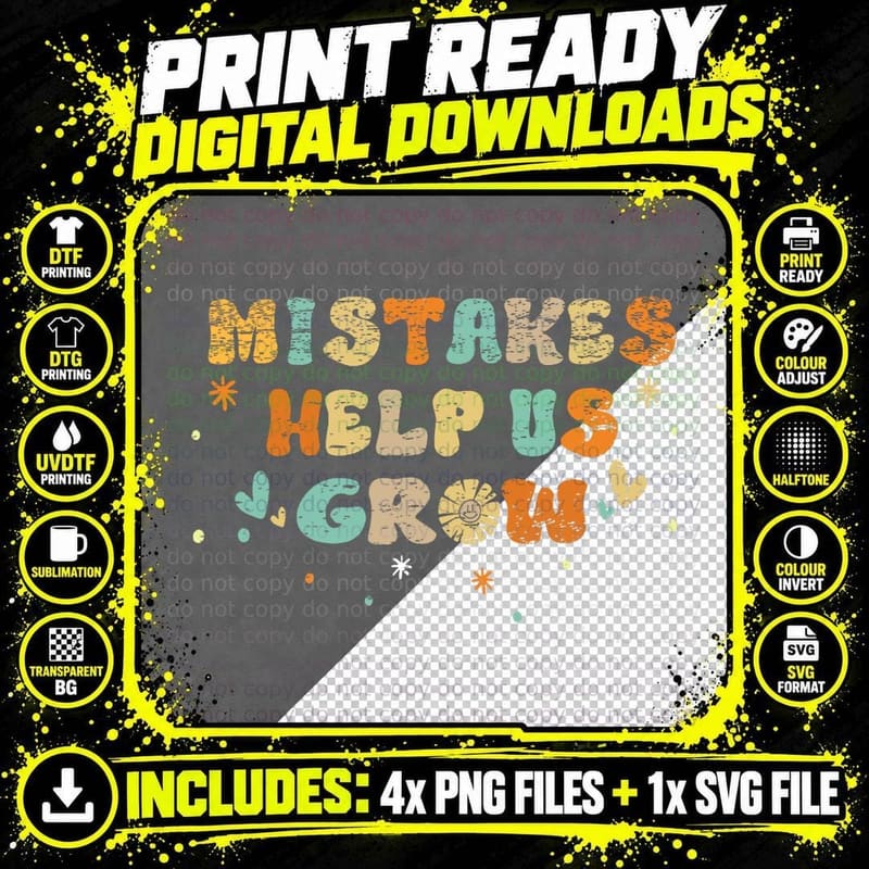Groovy Growth Mindset Positive Retro Teachers Back to Png SVG Digital Bundle