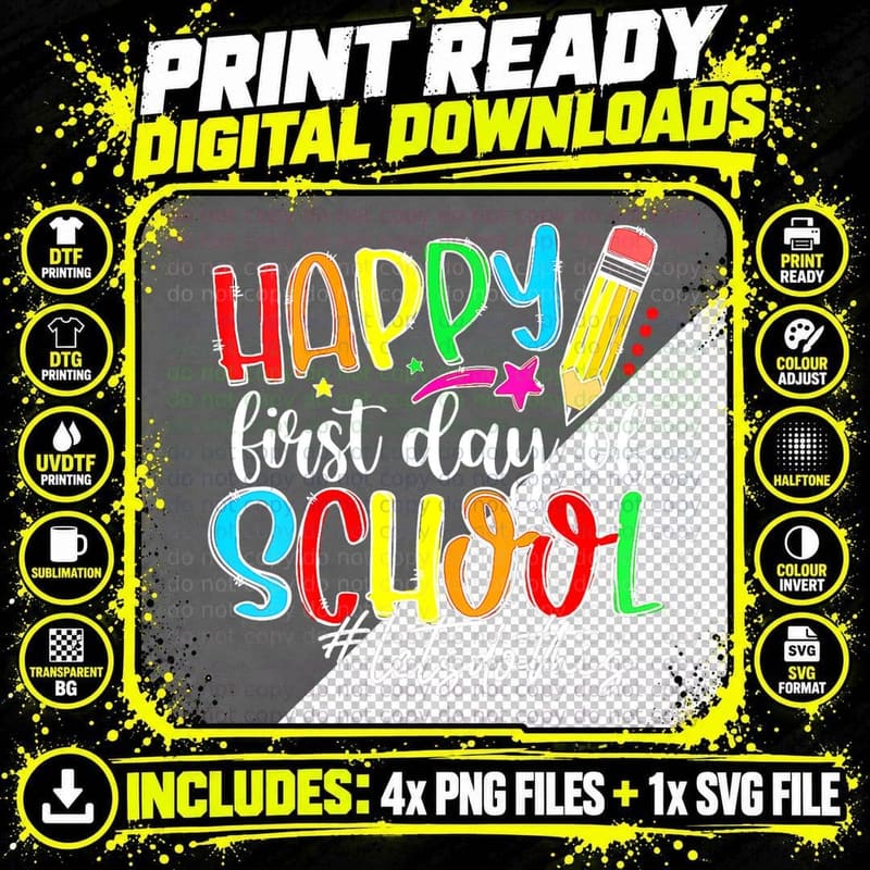 Happy First Day Let's Do This Welcome Back to School Png SVG Digital Bundle