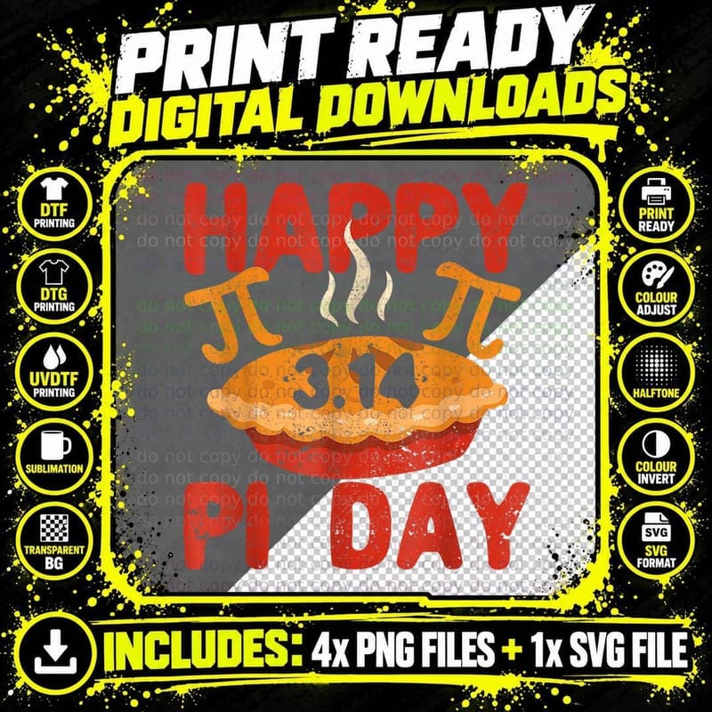 Happy Pi Day Pie 314 Math Lover Geek Student T-Shirt Png SVG Digital Bundle