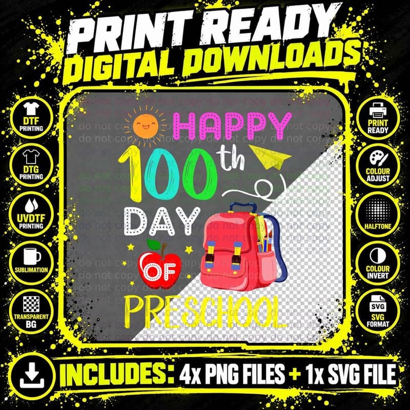 Happy Th Day of Preschool Shirt, Milestone, Fun Learning Png SVG Digital Bundle