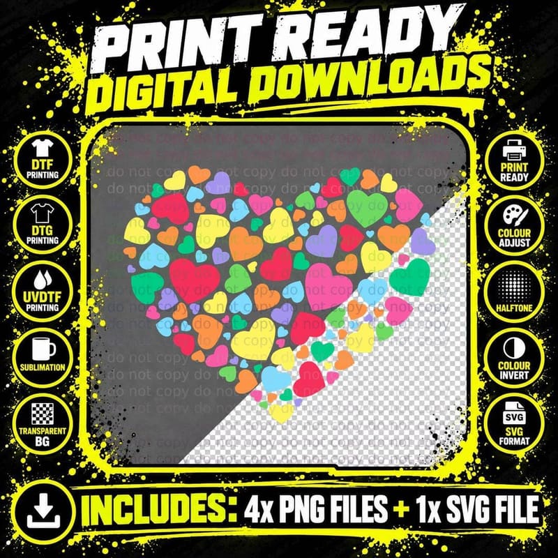 Hearts T Kids School Valentines Day Girls Boys T-Shirt Png SVG Digital Bundle