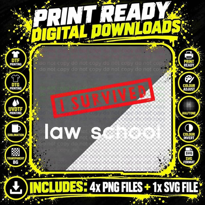 I Survived Law School Graduation Lawyers T-Shirt Png SVG Digital Bundle