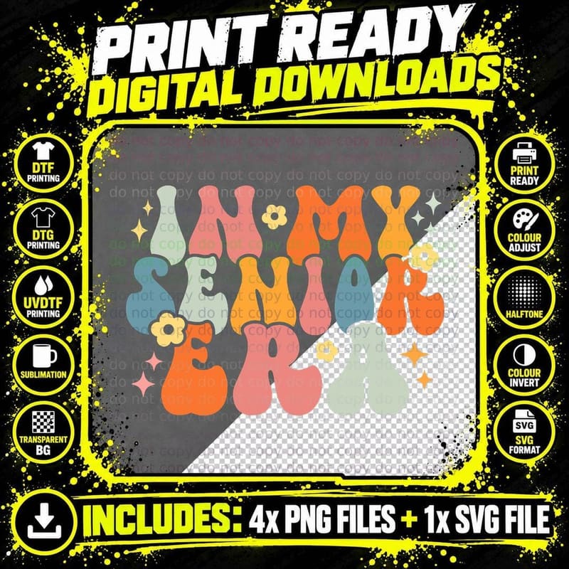 In My Senior Era Back to School Senior Graduate Groovy Png SVG Digital Bundle