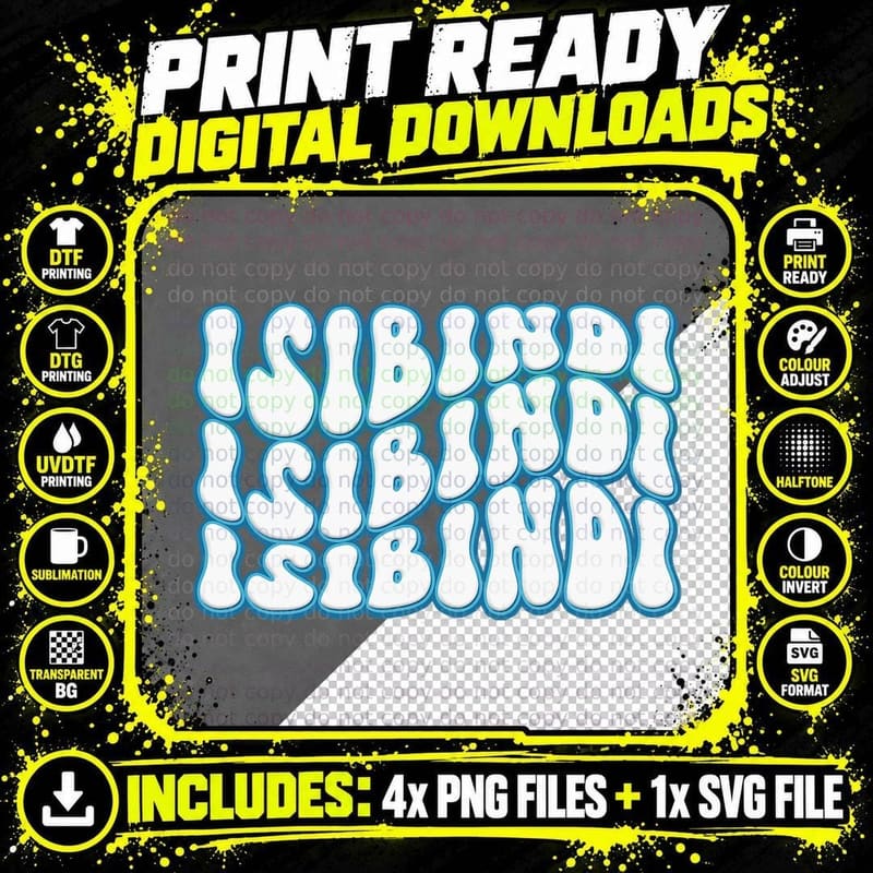 Isibindi - Groovy Wavy Style School Spirit Wear T-Shirt Png SVG Digital Bundle