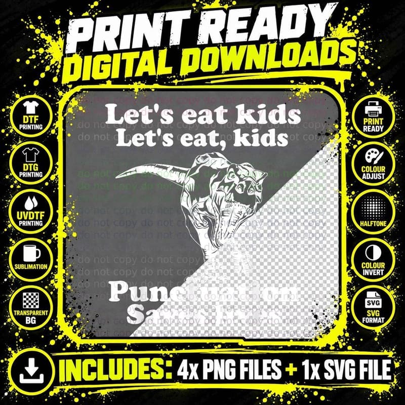 Let's EAT KIDS Punctuation Saves Lives Grammar School Png SVG Digital Bundle