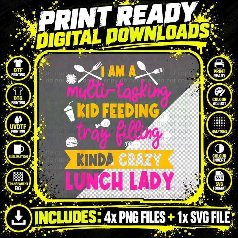 Lunch Lady Cafeteria School Food Service Crew Kitchen Png SVG Digital Bundle