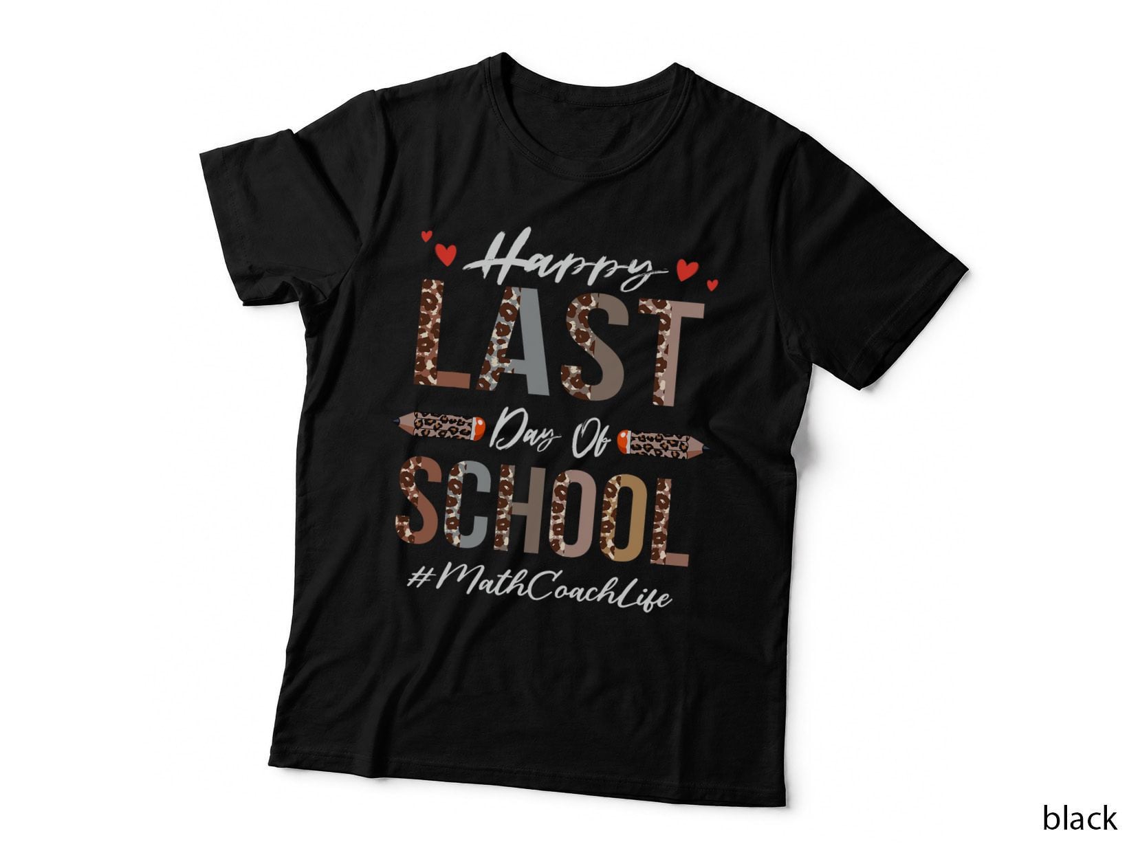 Math Coach Happy Last Day of School Summer Funny Leopard T-Shirt