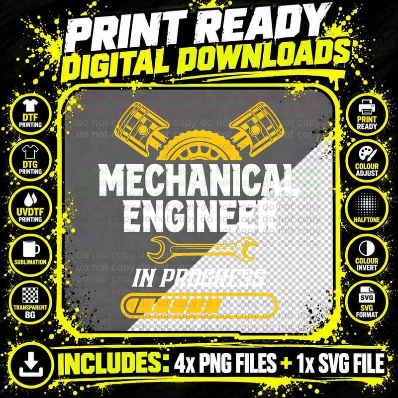 Mechanical Engineer in Progress Student Engineering Png SVG Digital Bundle