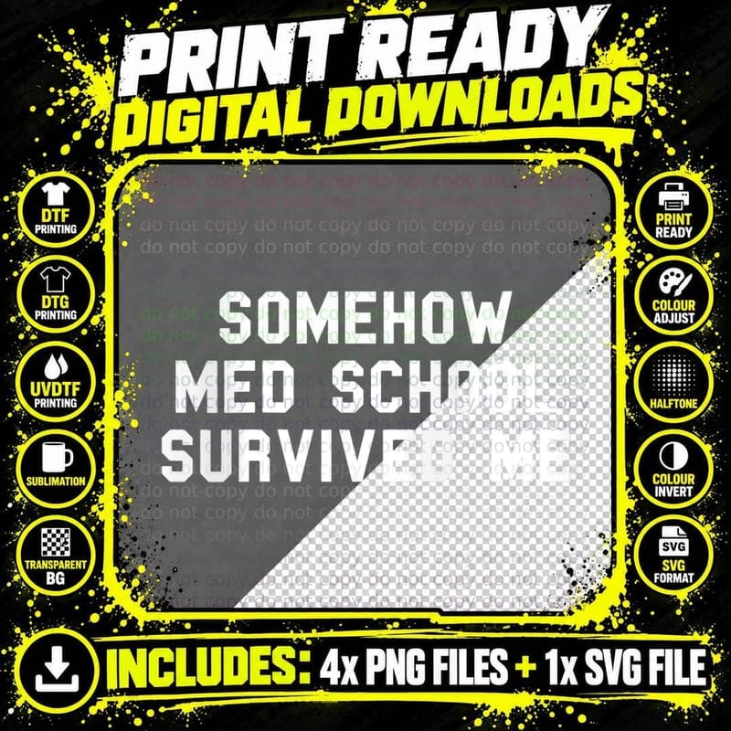 Med School Doctor Degree Graduation Day Funny Fan Black Png SVG Digital Bundle