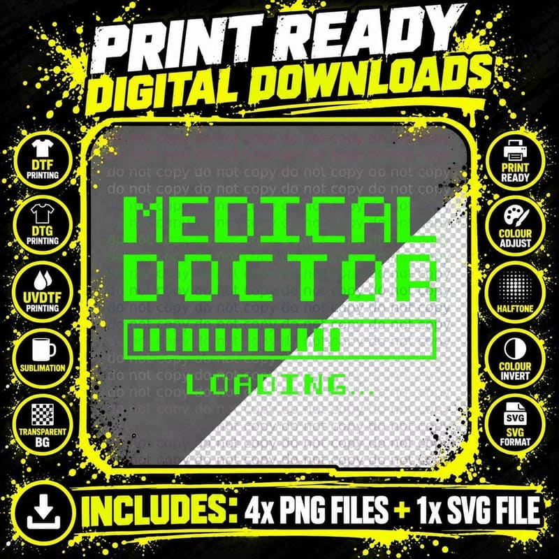 Medical Doctor Loading Funny Med School T-Shirt Png SVG Digital Bundle