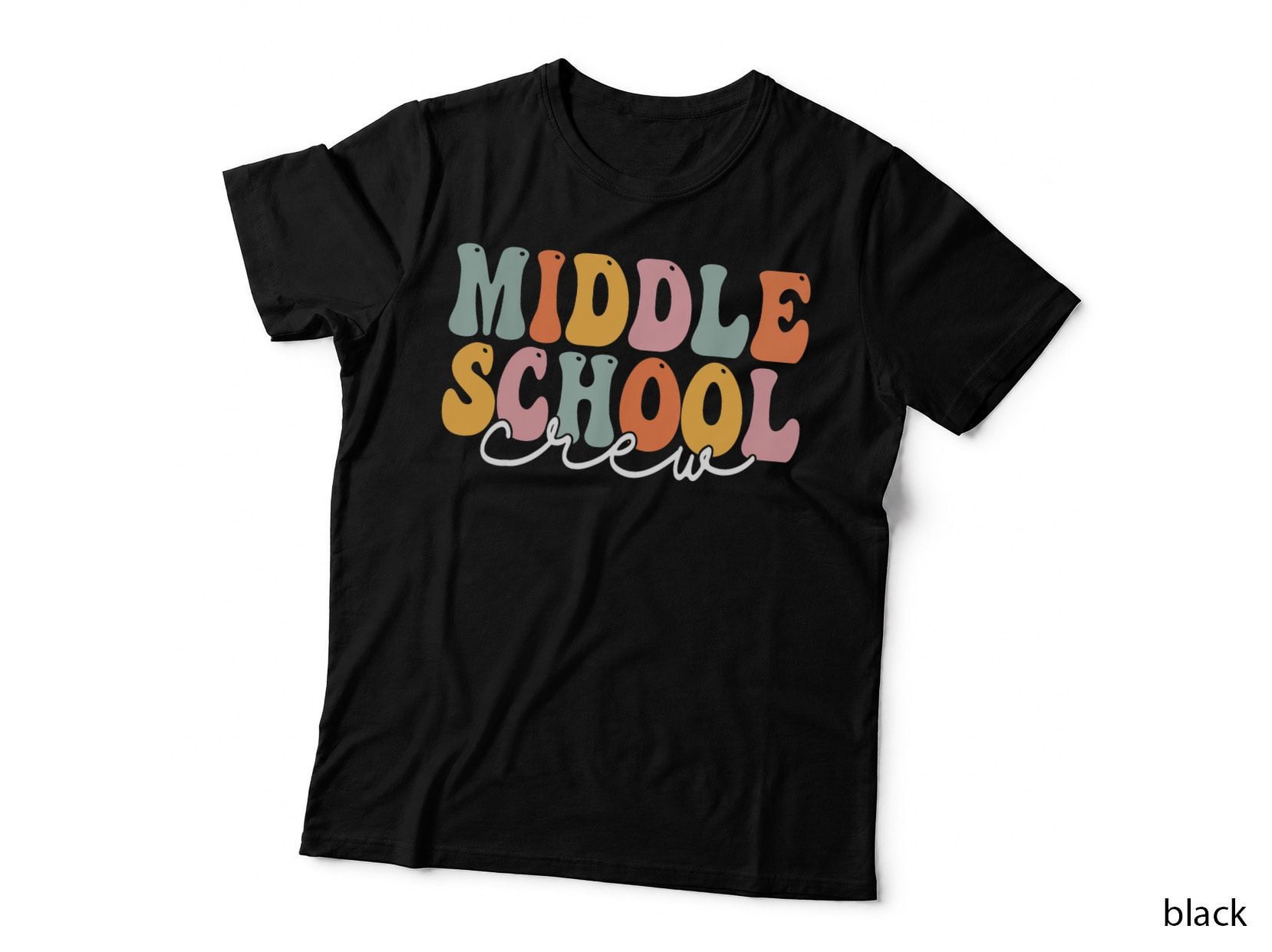 Middle School Crew Retro Groovy Vintage First Day of School T-Shirt