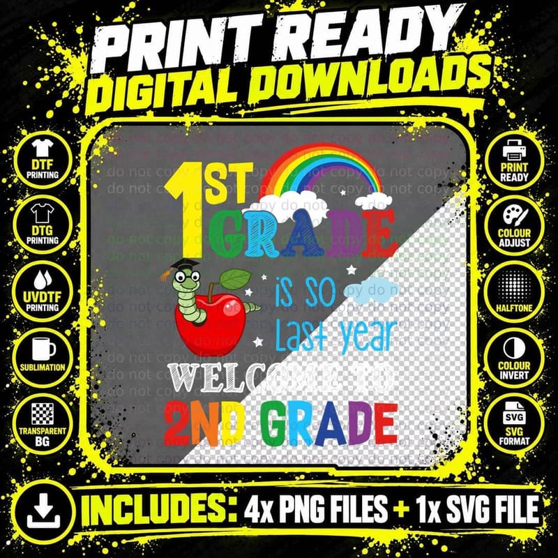 Nd Grade Shirt, Fun Design, Chalkboard Style Png SVG Digital Bundle