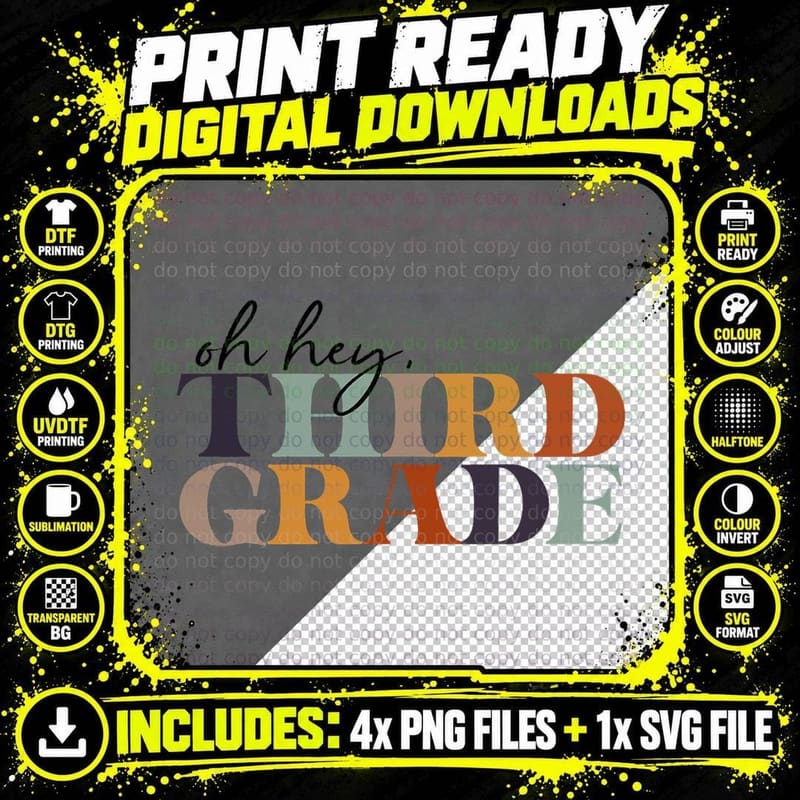 Oh Hey Third Grade Back to School for Teachers and Png SVG Digital Bundle