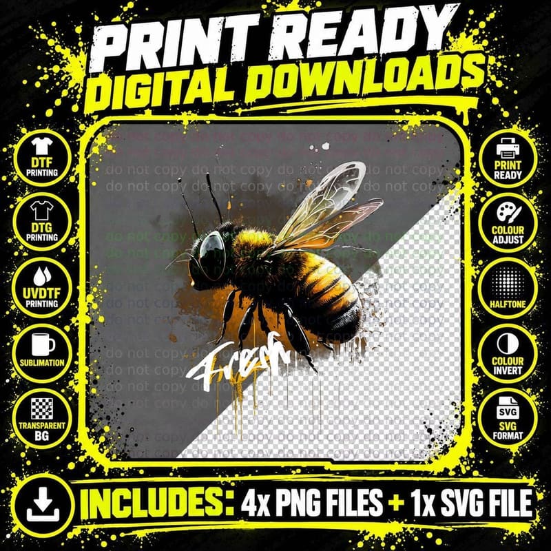 Old School Graffiti Bee T-Shirt, Funny Graphic Design Png SVG Digital Bundle