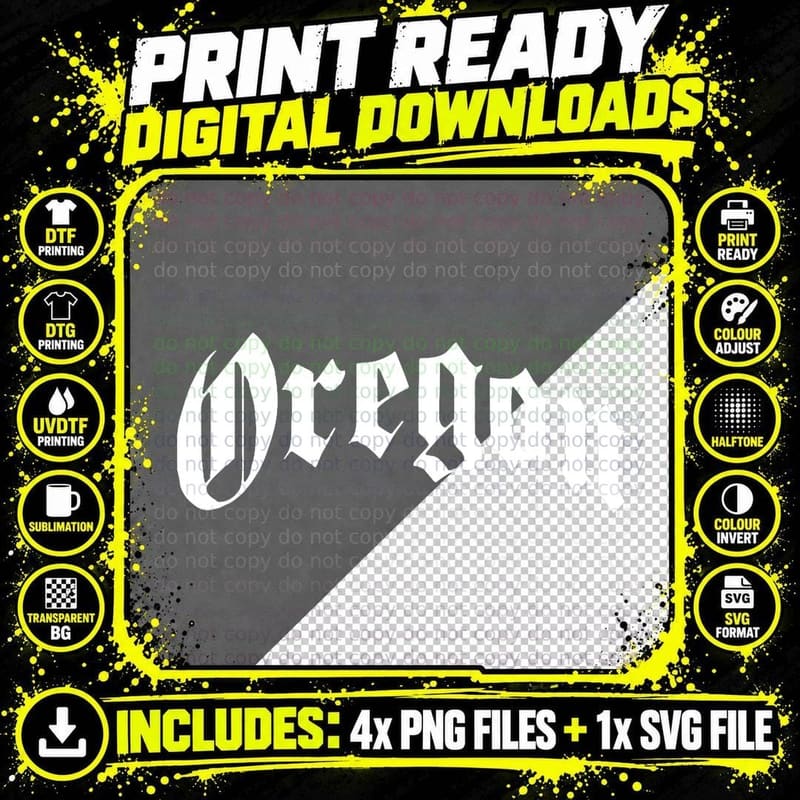 Oregon - OR - Gothic Old School Design - Classic T-Shirt Png SVG Digital Bundle