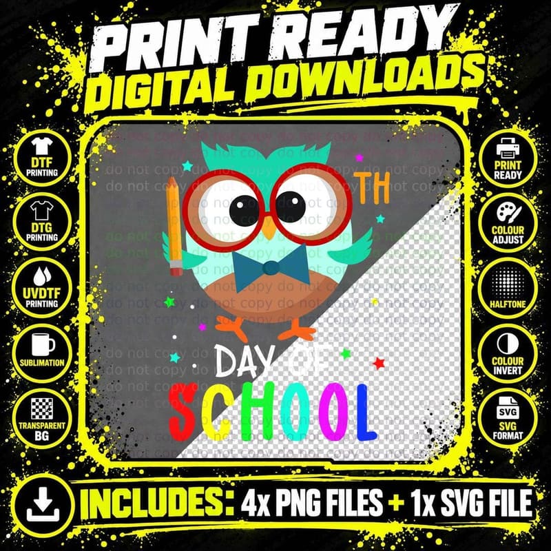 Owl Th Day of School Shirt, Milestone, Creative Design Png SVG Digital Bundle