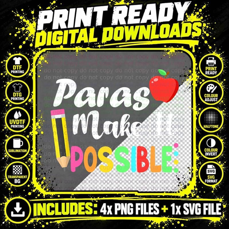 Paras Make It Possible Apple and Pencil Back to School Png SVG Digital Bundle