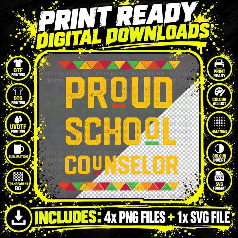 Proud School Counselor T Black History Month T-Shirt Png SVG Digital Bundle
