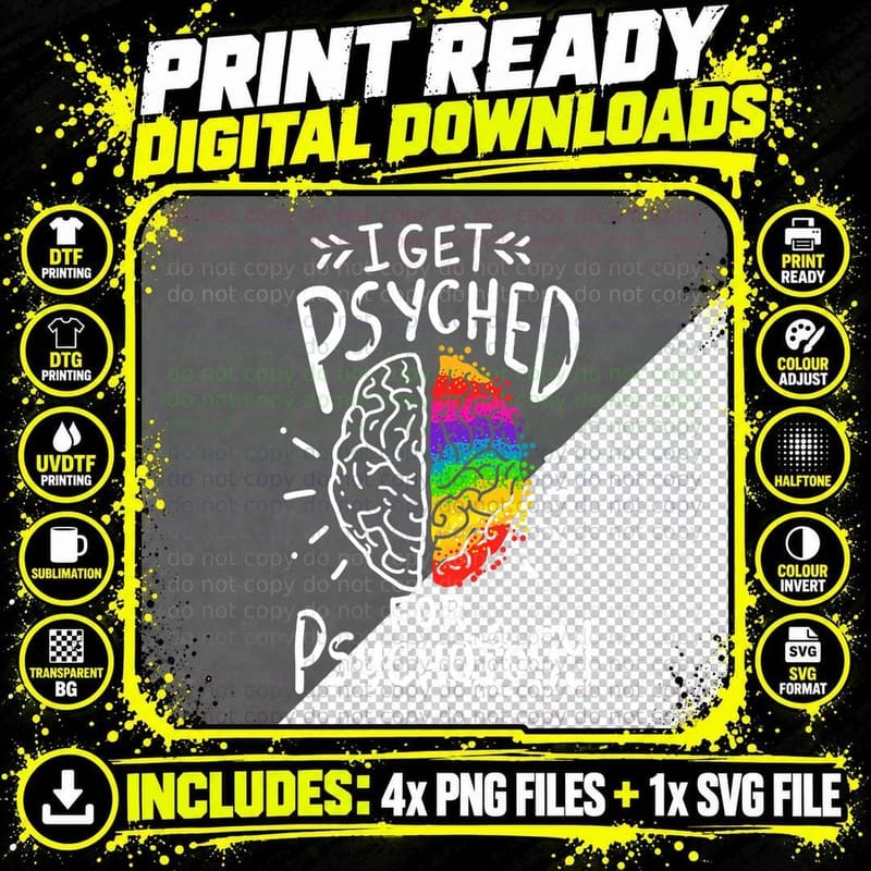 Psyched Psychology Major Student T-Shirt Png SVG Digital Bundle