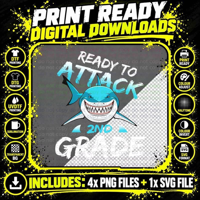 Ready to Attack Nd Grade Shirt, Creative, Happy School Png SVG Digital Bundle