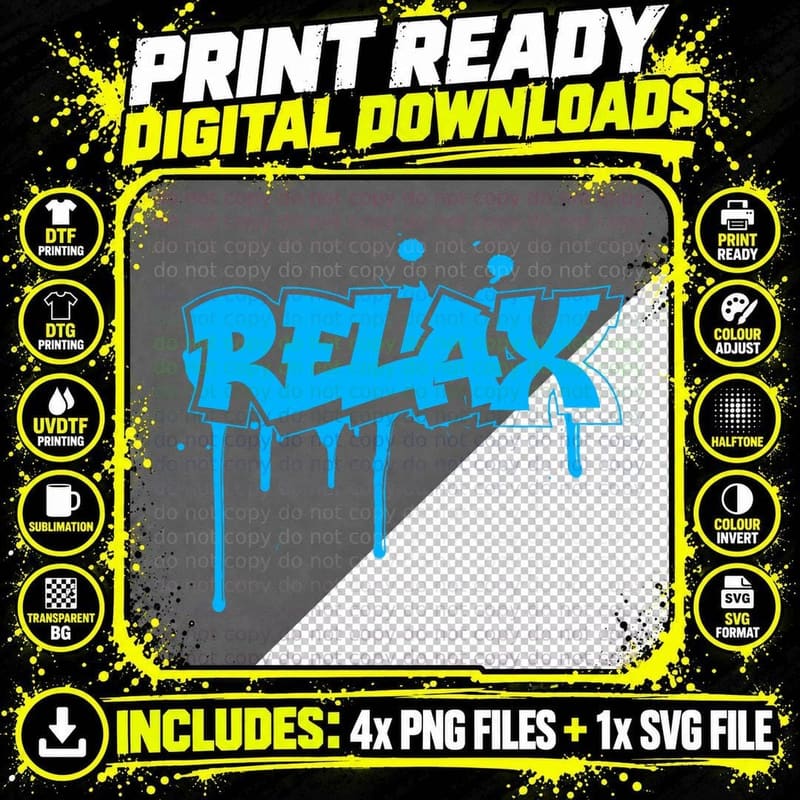 Relax Old School Graffiti T-Shirt, Funny Graphic Design Png SVG Digital Bundle
