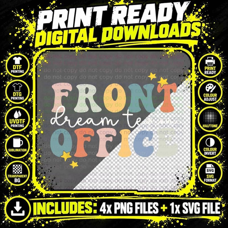 Retro Front Office Dream Team School Secretary Front Png SVG Digital Bundle