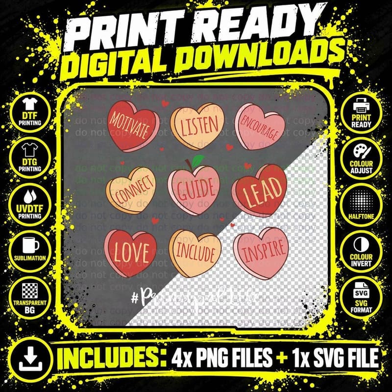 Retro Hearts School Principal Life Funny Valentines Day Png SVG Digital Bundle
