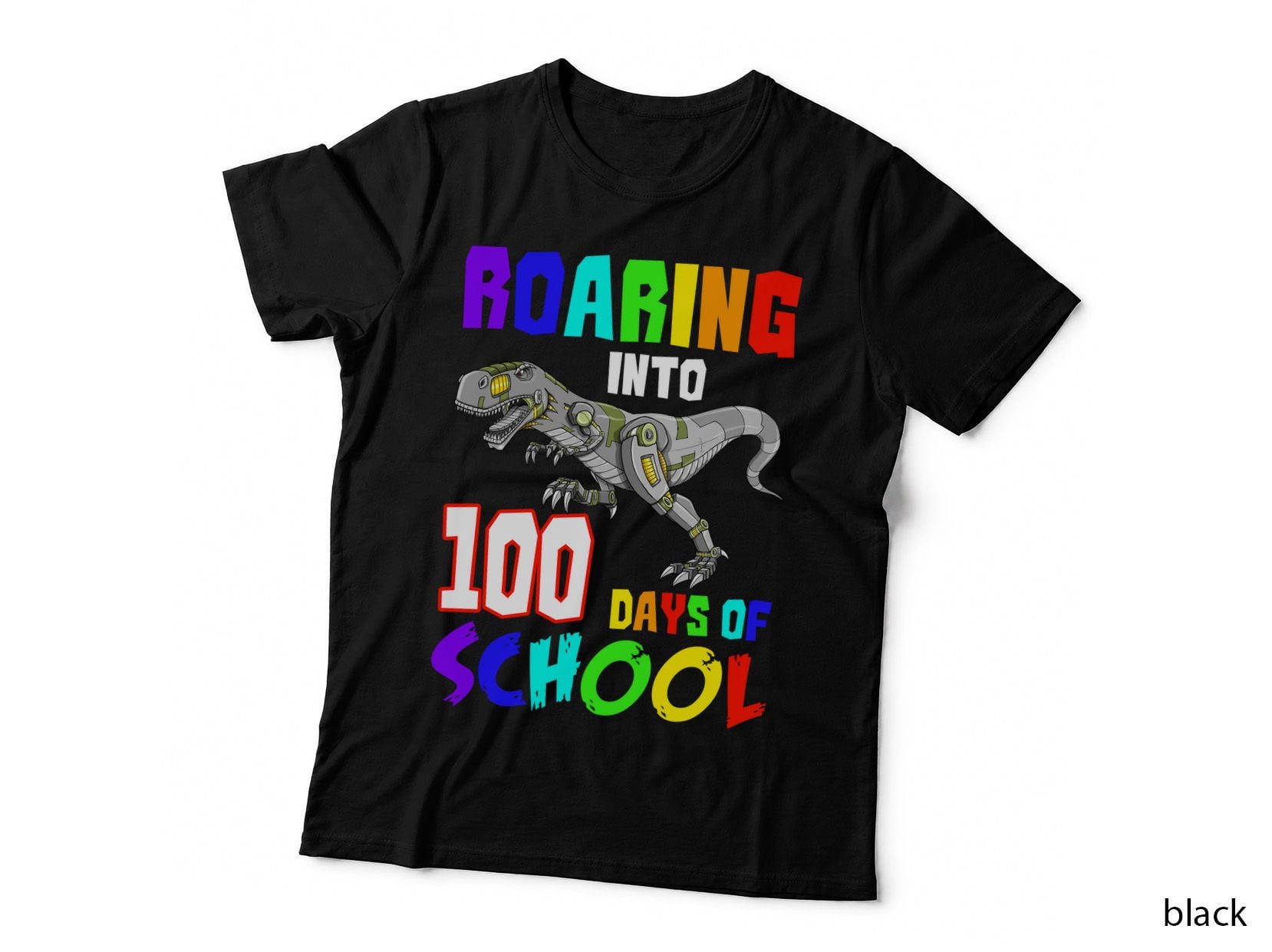 Roaring into Days of School Shirt, Bold Print, 100th Day, Kids Tee, Gift T-Shirt