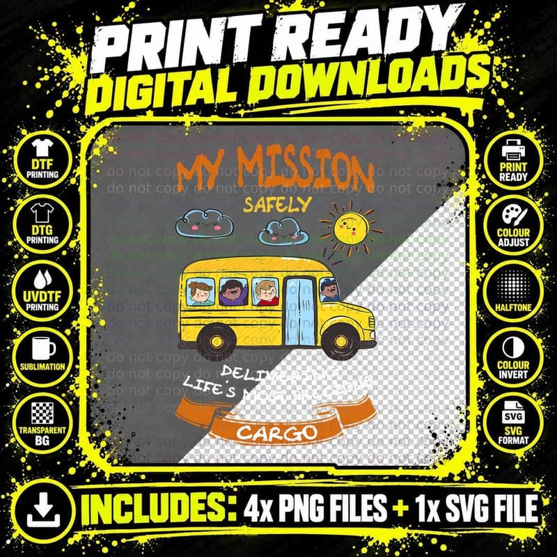 School Bus Driver My Mission T Shirt, Bus Driver T Shirt Png SVG Digital Bundle