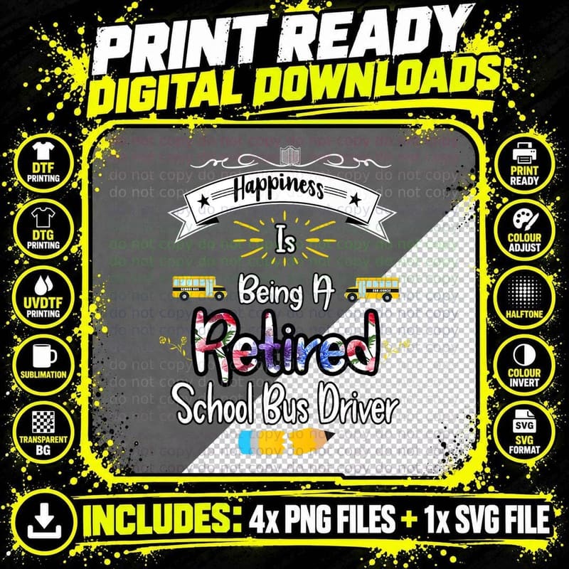 School Bus Driver Retirement Gift Students Staff Png SVG Digital Bundle